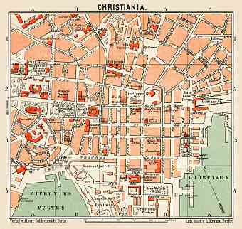 Christiania (Oslo) city centre map, 1911