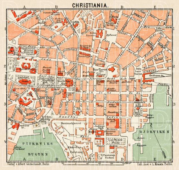 Christiania (Oslo) city centre map, 1911. Use the zooming tool to explore in higher level of detail. Obtain as a quality print or high resolution image