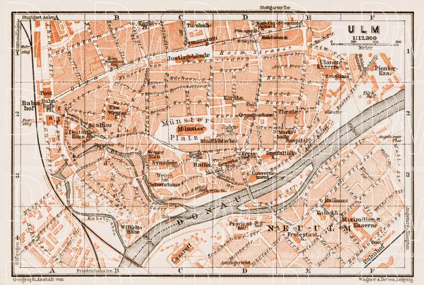 Ulm city map, 1909. Use the zooming tool to explore in higher level of detail. Obtain as a quality print or high resolution image