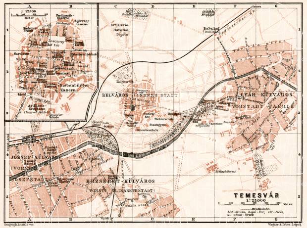 Timişoara (Temesvár) city map, 1911. Use the zooming tool to explore in higher level of detail. Obtain as a quality print or high resolution image