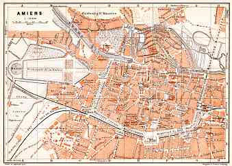 Amiens city map, 1910