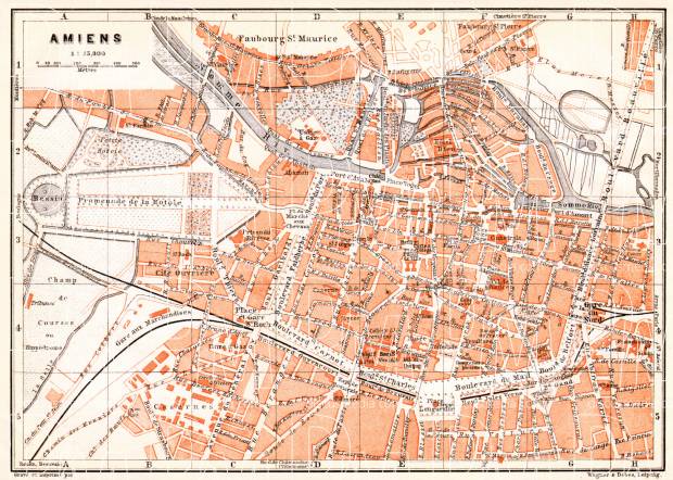 Amiens city map, 1910. Use the zooming tool to explore in higher level of detail. Obtain as a quality print or high resolution image