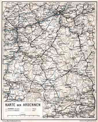 Belgium on the general map of the Ardennes, 1908