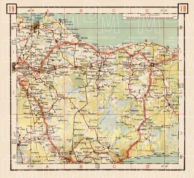 Estonian Road Map, Plate 19: Jõhvi. 1938. Use the zooming tool to explore in higher level of detail. Obtain as a quality print or high resolution image