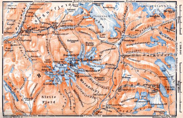 Horung Mountains map, 1910. Use the zooming tool to explore in higher level of detail. Obtain as a quality print or high resolution image