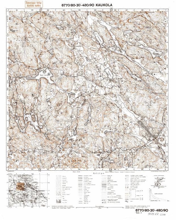 Sevastjanovo. Kaukola. Topografikartta 411407. Topographic map from 1939. Use the zooming tool to explore in higher level of detail. Obtain as a quality print or high resolution image