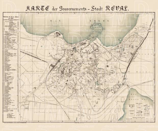Reval (Tallinn) city map, 1881. Use the zooming tool to explore in higher level of detail. Obtain as a quality print or high resolution image