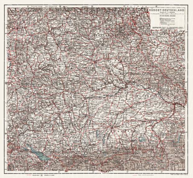 Germany, southeastern regions. General map, 1913. Use the zooming tool to explore in higher level of detail. Obtain as a quality print or high resolution image