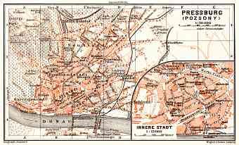 Pressburg (Bratislava) city map, 1913