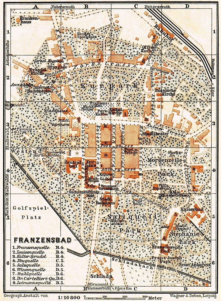 Franzensbad (Františkovy Lázně) town plan, 1911