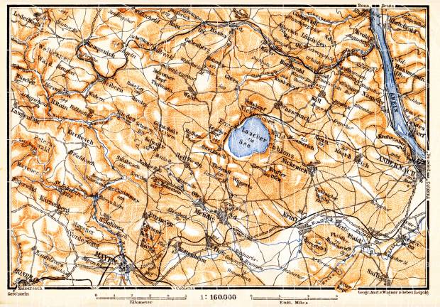Laacher See and environs map, 1905. Use the zooming tool to explore in higher level of detail. Obtain as a quality print or high resolution image