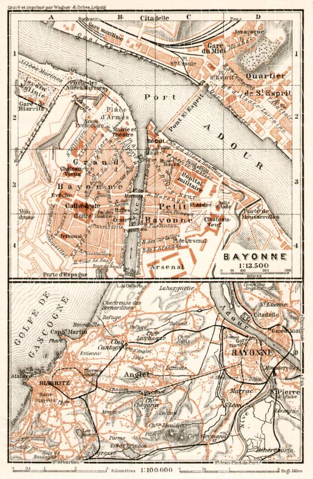 Bayonne, city map. Map of nearer environs of Bayonne, 1902. Use the zooming tool to explore in higher level of detail. Obtain as a quality print or high resolution image