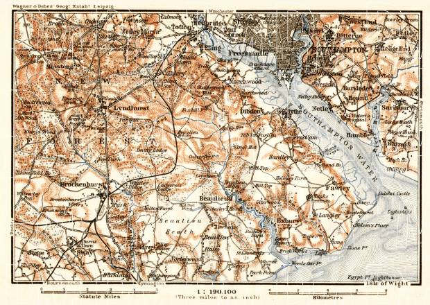 Southampton and environs map, 1906. Use the zooming tool to explore in higher level of detail. Obtain as a quality print or high resolution image