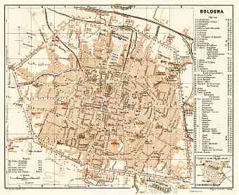 Bologna city map, 1908