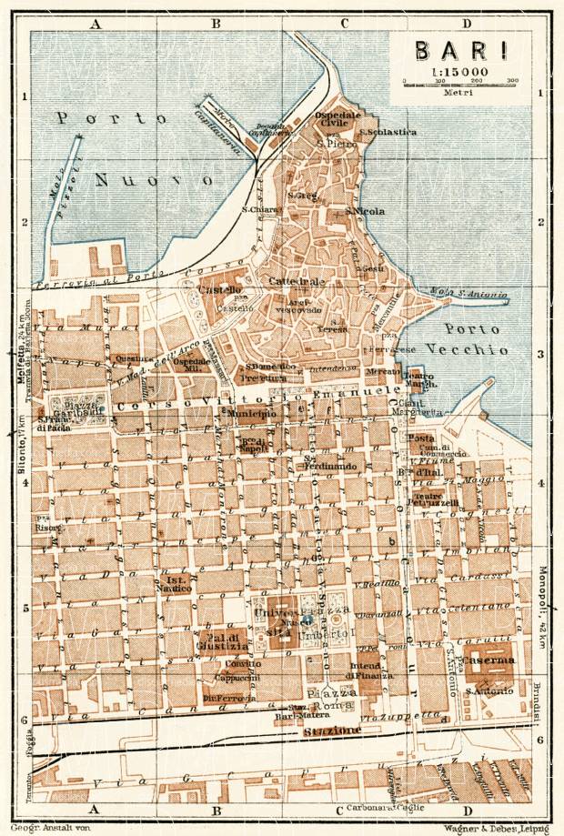 Bari town plan, 1929. Use the zooming tool to explore in higher level of detail. Obtain as a quality print or high resolution image
