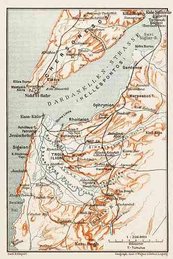 Troy (Troja, Ilion, Τροία, Ἴλιον) environs map, 1914