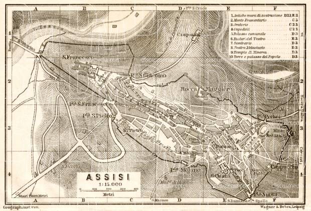 Assisi town plan, 1909. Use the zooming tool to explore in higher level of detail. Obtain as a quality print or high resolution image