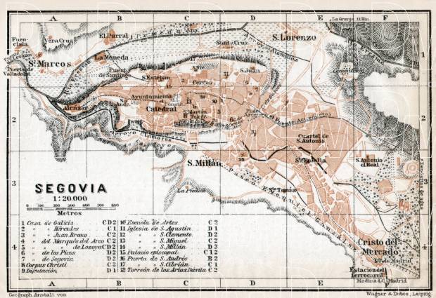 Segovia city map, 1913. Use the zooming tool to explore in higher level of detail. Obtain as a quality print or high resolution image