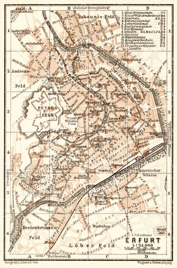 Erfurt city map, 1906. Use the zooming tool to explore in higher level of detail. Obtain as a quality print or high resolution image