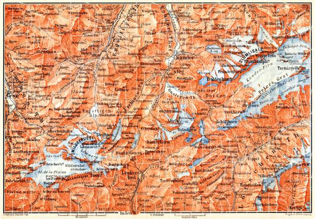 Kandersteg environs map, 1897. Use the zooming tool to explore in higher level of detail. Obtain as a quality print or high resolution image