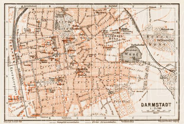Darmstadt city map, 1909. Use the zooming tool to explore in higher level of detail. Obtain as a quality print or high resolution image