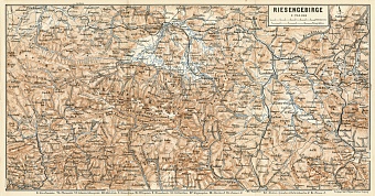 Krkonoše (Riesengebirge) Mountains map, 1887