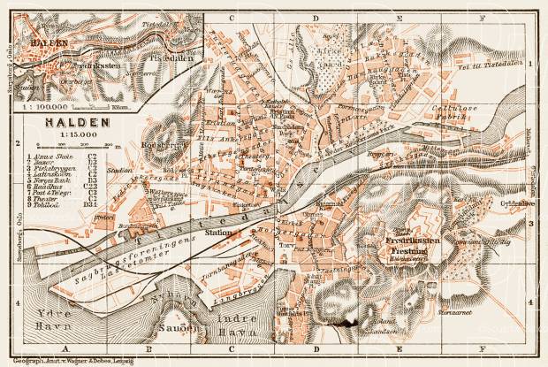 Old Map Of Halden In Buy Vintage Map Replica Poster Print Or Download Picture