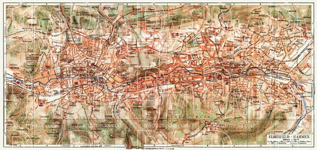 Barmen and Elberfeld (now Wuppertal) city map, 1908. Use the zooming tool to explore in higher level of detail. Obtain as a quality print or high resolution image