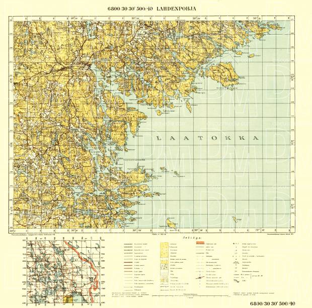 Lahdenpohja. Topografikartta 4141. Topographic map from 1935. Use the zooming tool to explore in higher level of detail. Obtain as a quality print or high resolution image