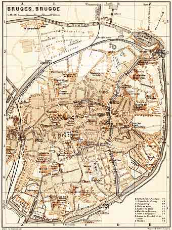 Brügge (Bruges) city map, 1904