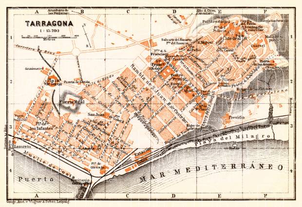 Tarragona city map, 1913. Use the zooming tool to explore in higher level of detail. Obtain as a quality print or high resolution image