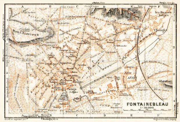 Fontainebleau city map, 1931. Use the zooming tool to explore in higher level of detail. Obtain as a quality print or high resolution image