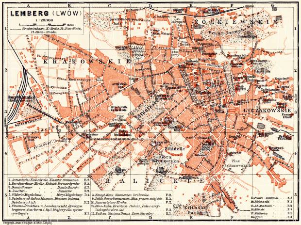 Lemberg (Львiв, L´viv) city map, 1911. Use the zooming tool to explore in higher level of detail. Obtain as a quality print or high resolution image