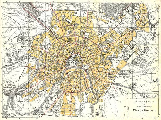 Vintage Map of Moscow 20" x 30 