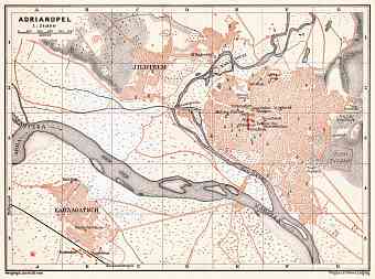 Adrianople (ادرنه, Edirne) city map, 1905