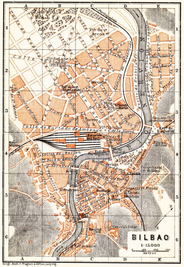 Bilbao city map, 1899. Use the zooming tool to explore in higher level of detail. Obtain as a quality print or high resolution image