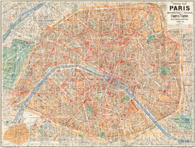 Paris city map, 1928. Use the zooming tool to explore in higher level of detail. Obtain as a quality print or high resolution image