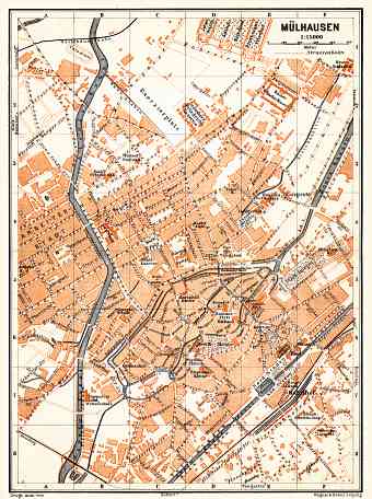Mülhausen (Mulhouse) city map, 1906