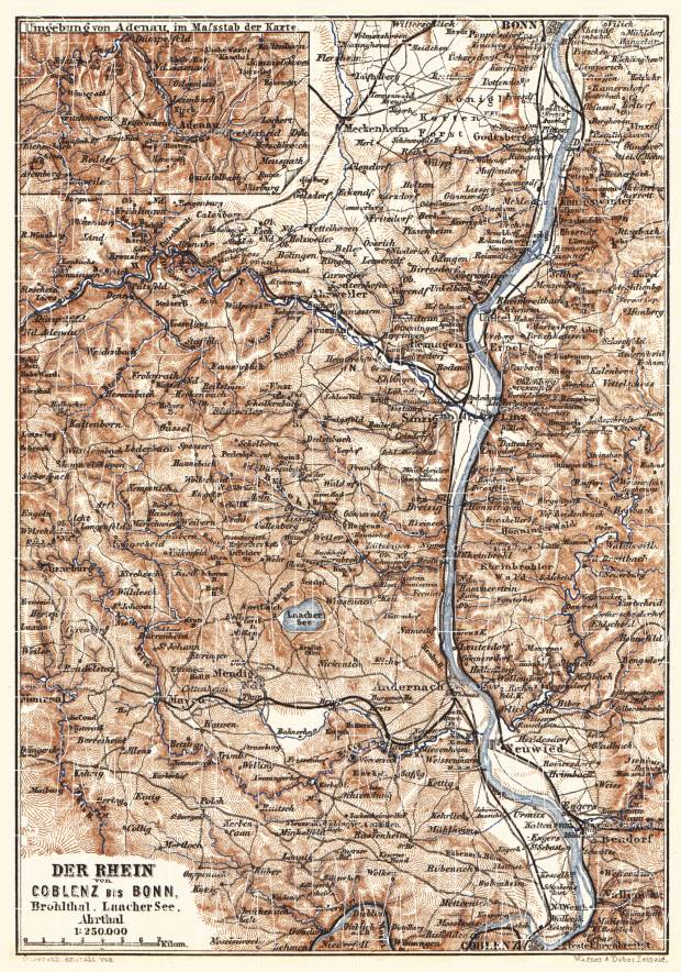 Map of the Course of the Rhine from Coblenz to Bonn, 1887. Use the zooming tool to explore in higher level of detail. Obtain as a quality print or high resolution image