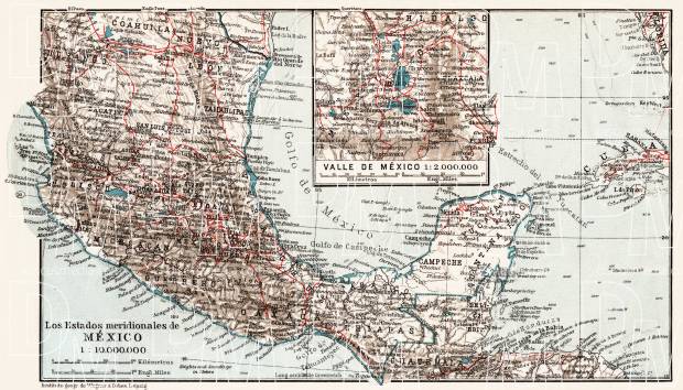 Map of the Southern Mexico, 1909. Use the zooming tool to explore in higher level of detail. Obtain as a quality print or high resolution image