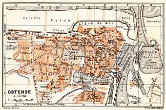 Ostend (Ostende) city map, 1904