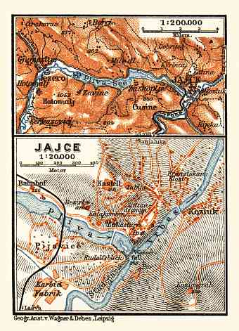 Jaice town plan and environs map, 1911