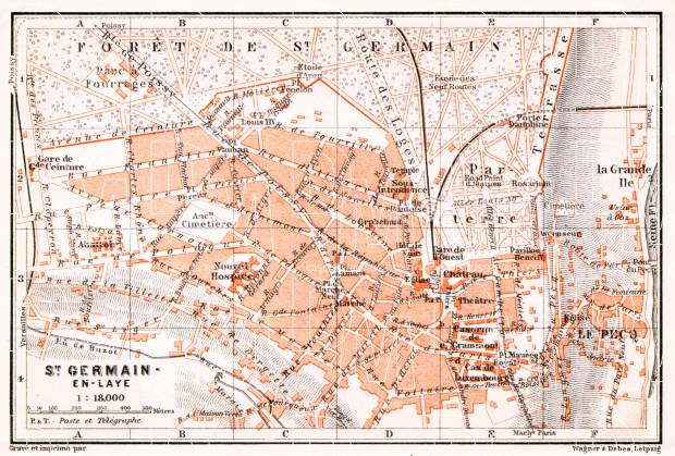 Saint-Germain-en-Laye city map, 1910. Use the zooming tool to explore in higher level of detail. Obtain as a quality print or high resolution image