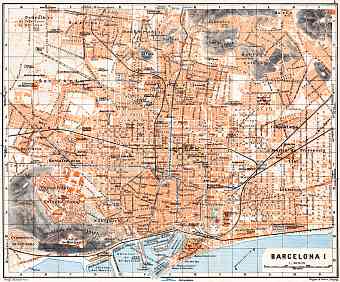 Barcelona city map, 1929