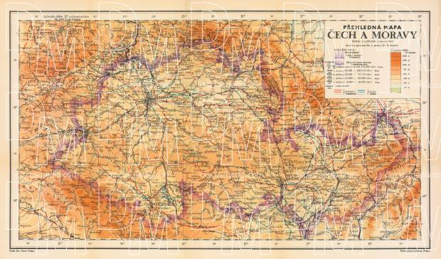 Map of Czechia and Moravia, 1913. Use the zooming tool to explore in higher level of detail. Obtain as a quality print or high resolution image