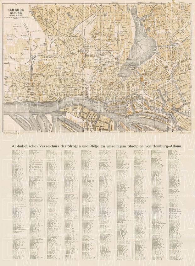Hamburg and Altona city map, about 1902. Use the zooming tool to explore in higher level of detail. Obtain as a quality print or high resolution image