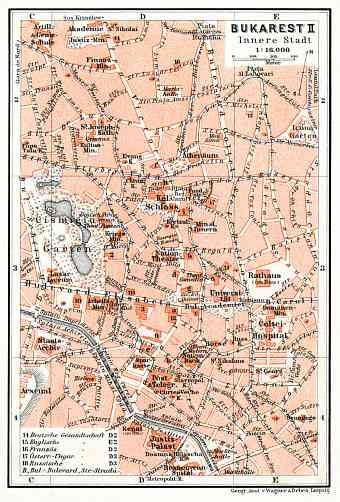 Bucharest (Bucureşti), central part map, 1911