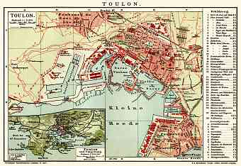 Toulon town plan. Map of the environs of Toulon, 1903