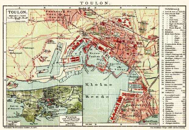 Toulon town plan. Map of the environs of Toulon, 1903. Use the zooming tool to explore in higher level of detail. Obtain as a quality print or high resolution image