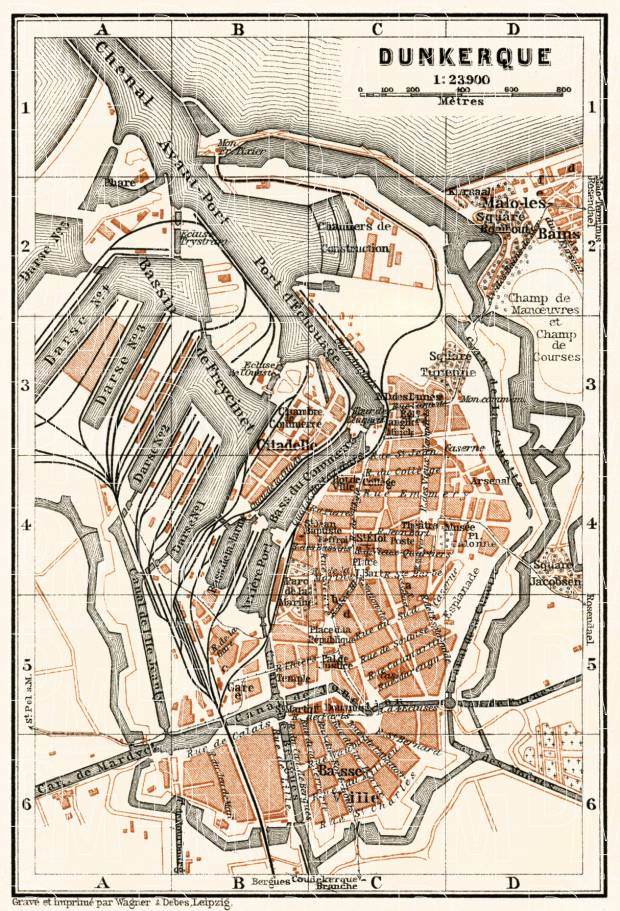 Dunkerque (Dunkirk) city map, 1913. Use the zooming tool to explore in higher level of detail. Obtain as a quality print or high resolution image